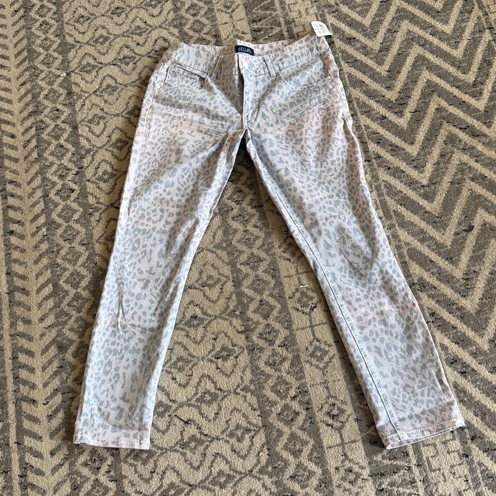 dELiA*s Women's Gray Leopard Print Skinny Jeans